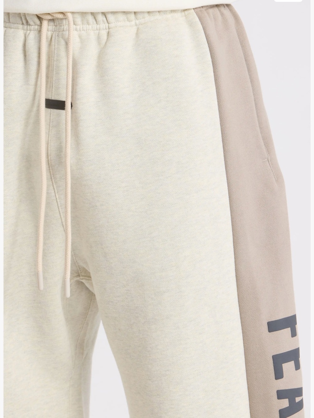 Fear of God Men's Cream Cropped Athletic Shorts with Gray Side Panels - Picture 7 of 9